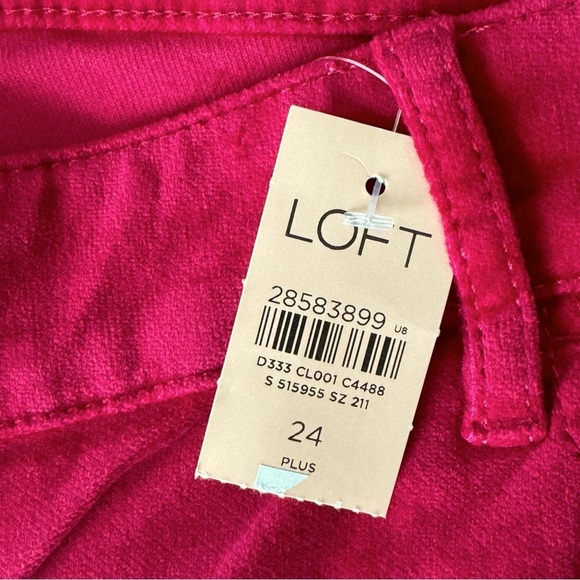 LOFT Plus Magenta Pink Midrise Velvet Skinny Pants Plus Size 24 NWT - Picture 14 of 16